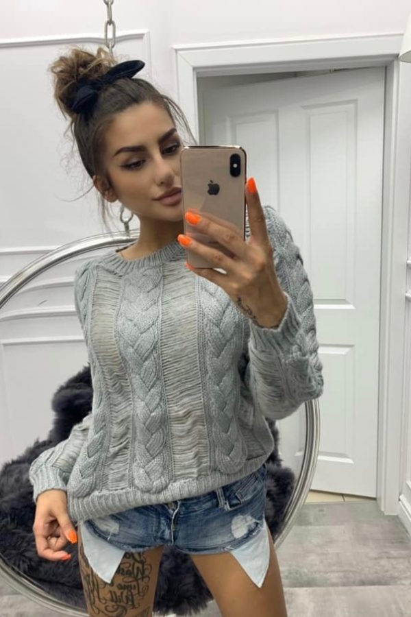 sweter z dziurami Rami Grey